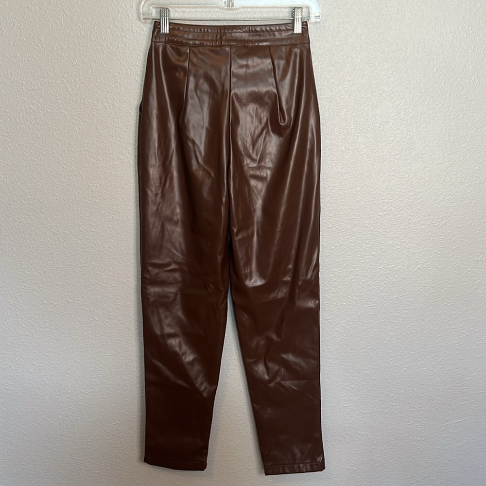 Princess Polly Love Club Faux Leather Pants Brown Size 2 - Picture 4 of 10
